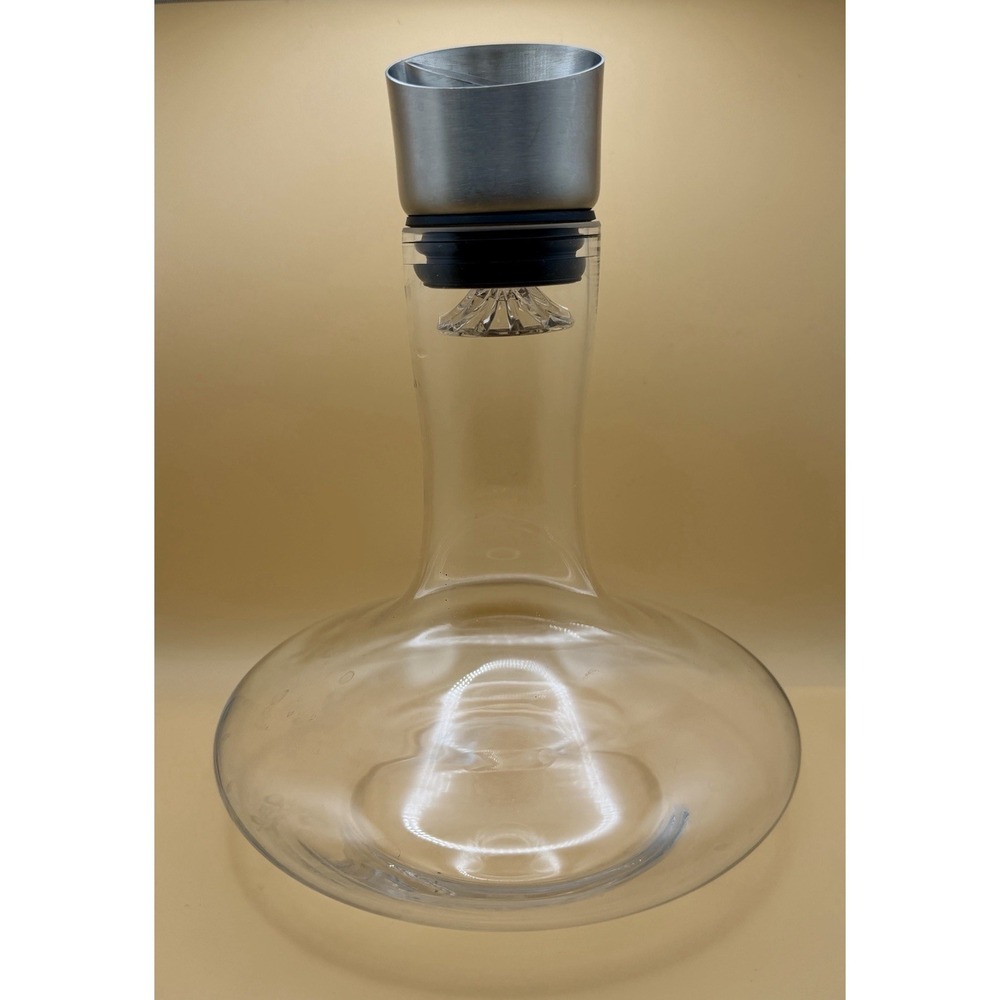 Aerating Wine Breather Decanter Glass & Stainless Steel